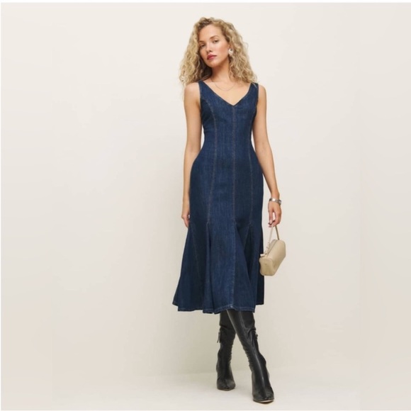 Reformation Serafina Denim Midi Dress - Picture 3 of 10